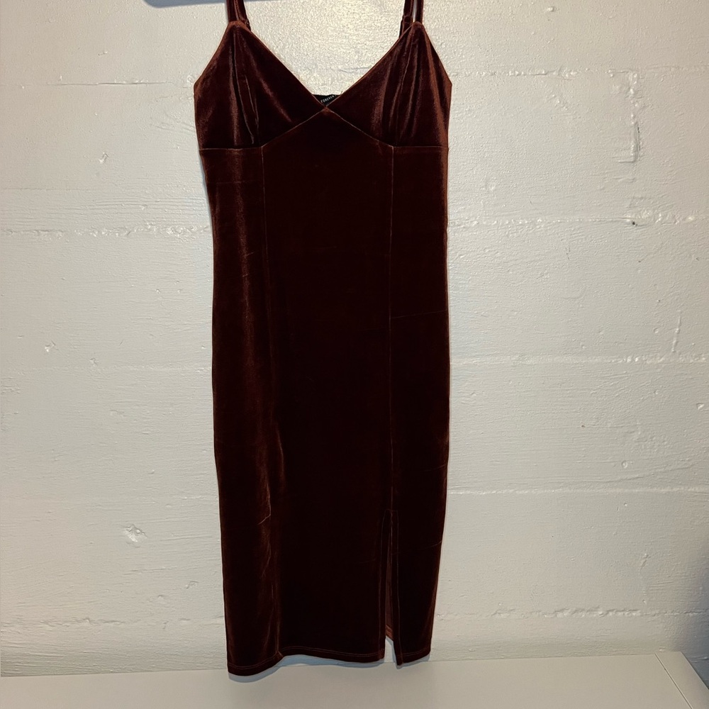 Elegant Rust Velvet Dress